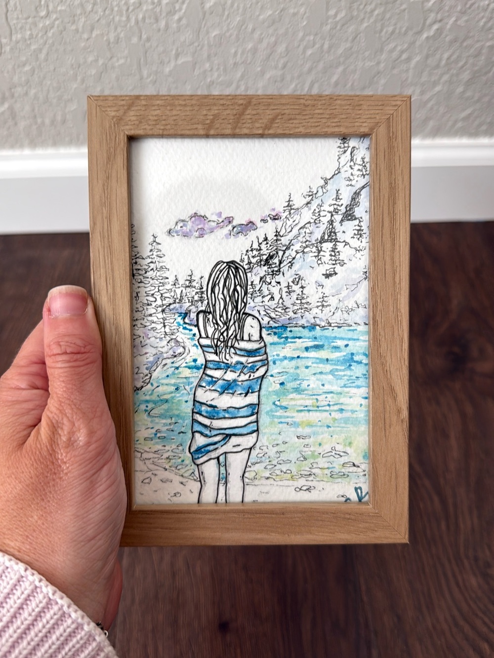 Original Framed Mixed-Media Art - Lake/Nature Camp/Swim/Beach/Roadtrip